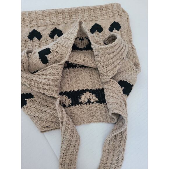 Crochet Boho Tote Bag Knitted Heart-Shaped Shoulder Totebag‎ handbag - Picture 2 of 6